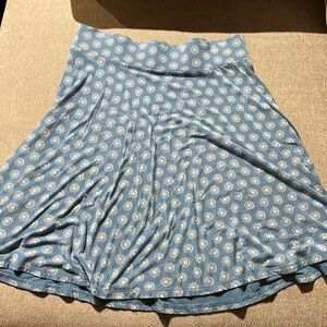 Blue and white floral elastic skirt